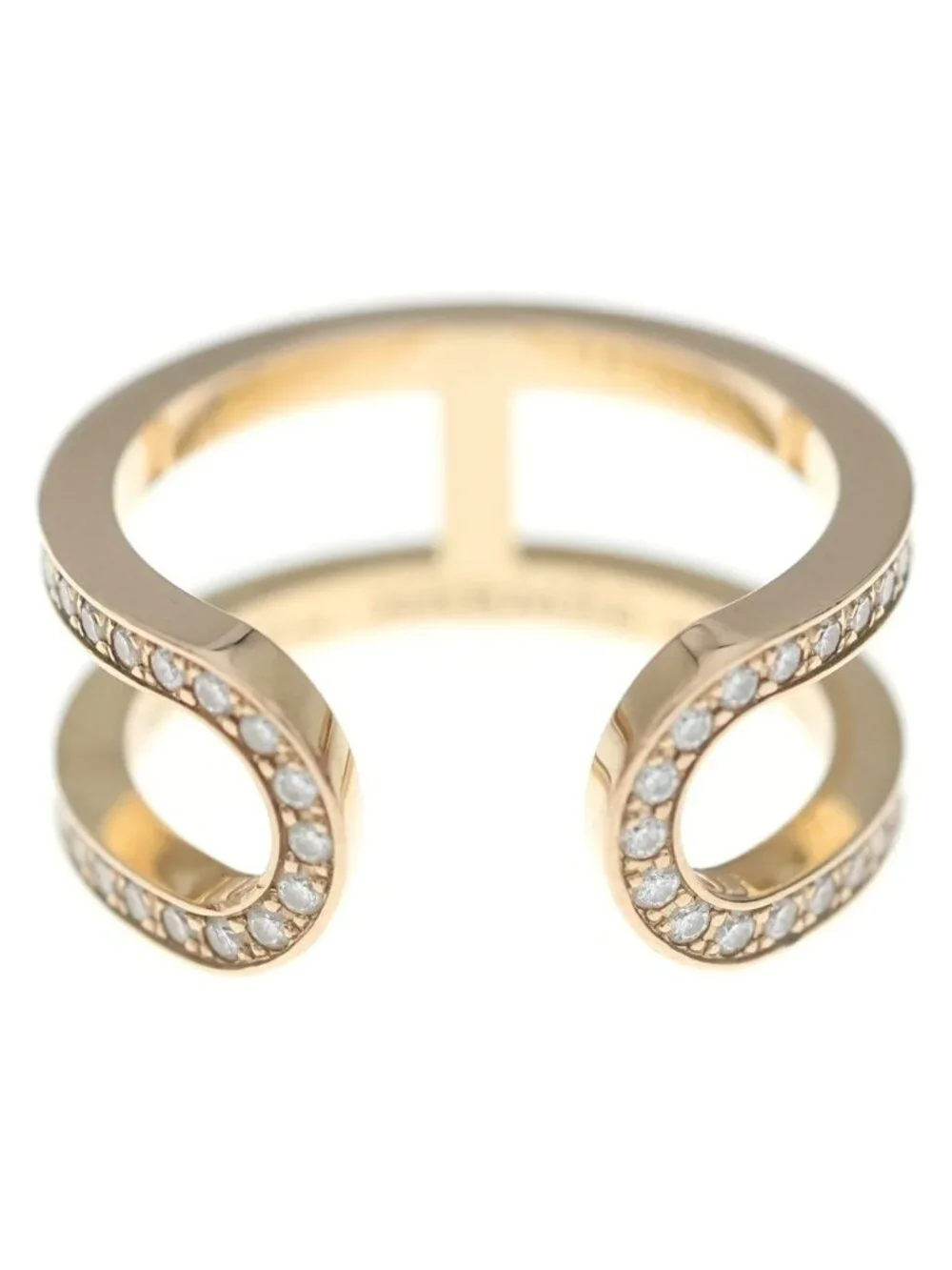 Hermes Chaine D'ancre Diamond 18k Pink Gold Ring